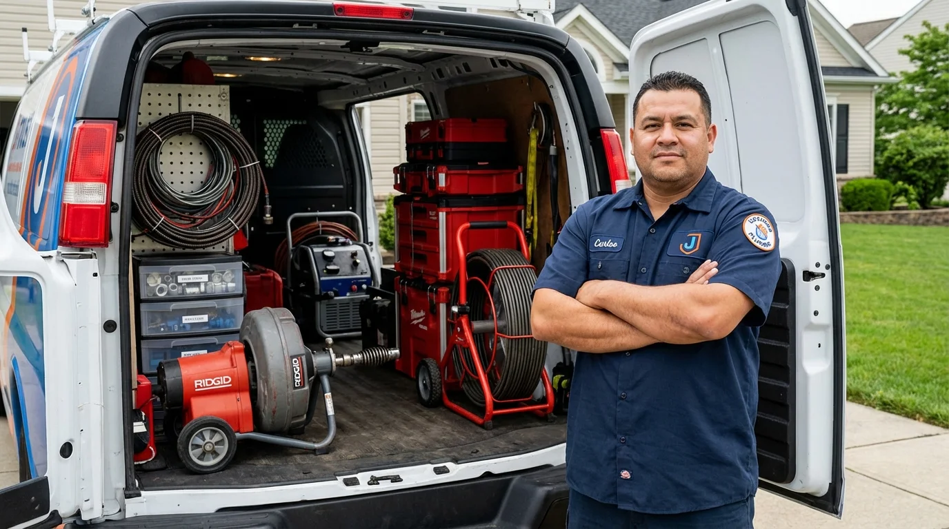 Professional drain cleaning equipment and Johns Plumbing LLC plumber in Miamitown