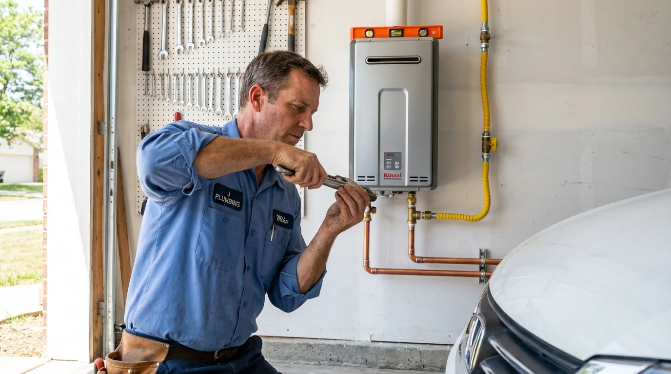 Tankless water heater installation by a Johns Plumbing LLC plumber in Miamitown